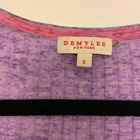 Demylee Ribbed Scoop Neck Short Sleeve Purple Size Small - Picture 3 of 4